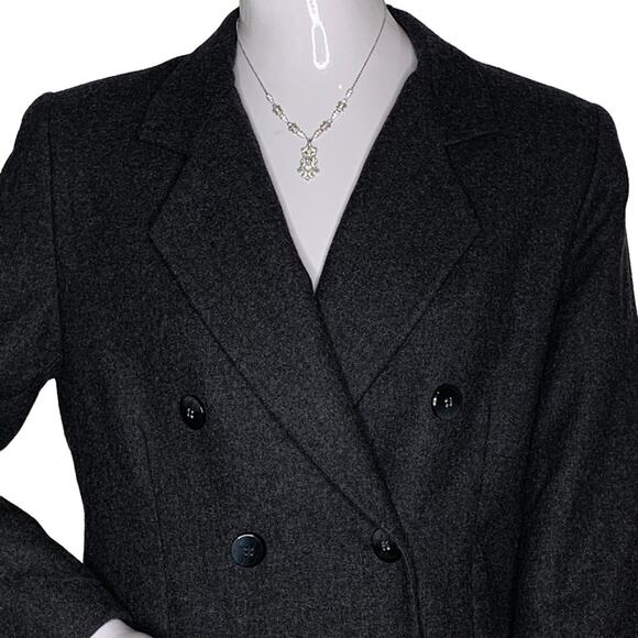 Amanda Smith Petites Blazer/Coat Pure Wool Size 6P Charcoal Two Front Po… - Picture 2 of 10